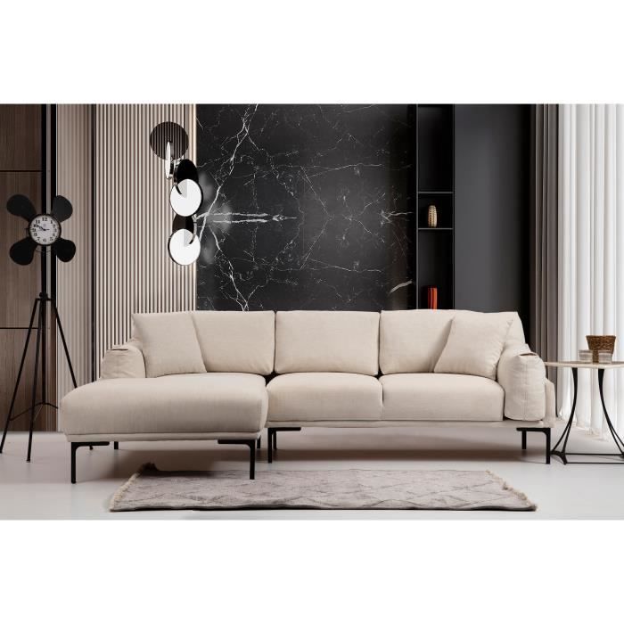 canapé d'angle emob - réversible - fixe - 3 places - gris - contemporain - design