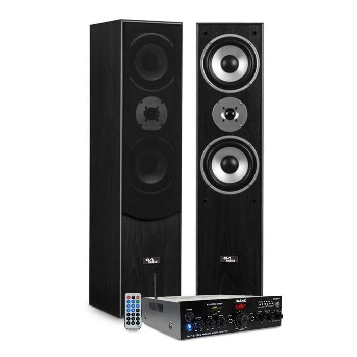 EVIDENCE ACOUSTICS Enceintes Colonnes HIFI/Home-Cin&eacute;ma - Evidence Accoustics EA700-BK - 1000W PMPO - Ampli st&eacute;r&eacute;o 2x50W - USB MP3 SD Bluetooth - FM 