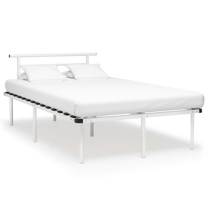 Cadre de lit Blanc Métal 120x200 cm - FAFEICY - Classique - Intemporel - A lattes - Non - 1 personne