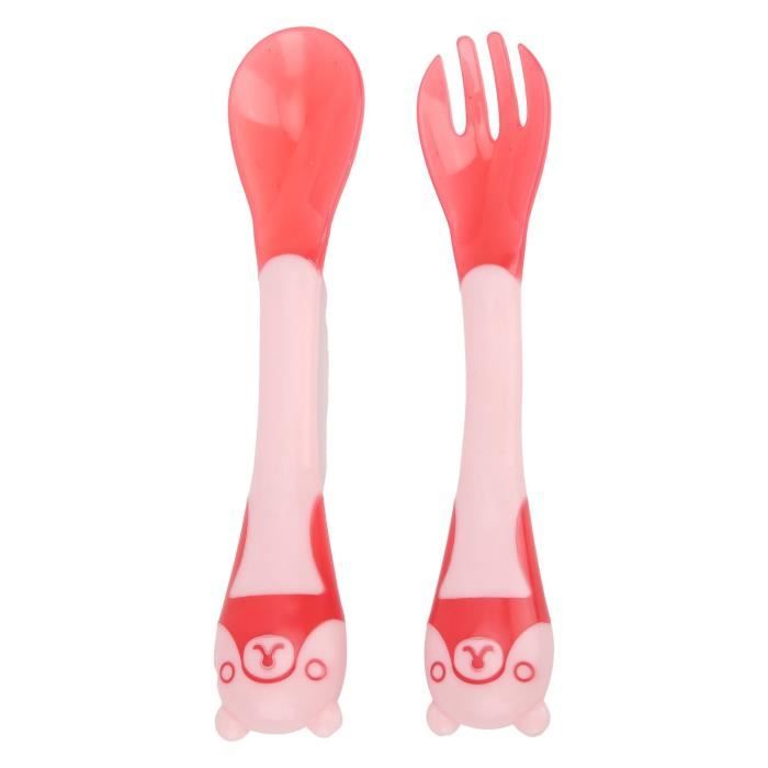 2 Cuillères-fourchettes Bébé Acier Inox - Apprentissage Autonomie Alimentaire