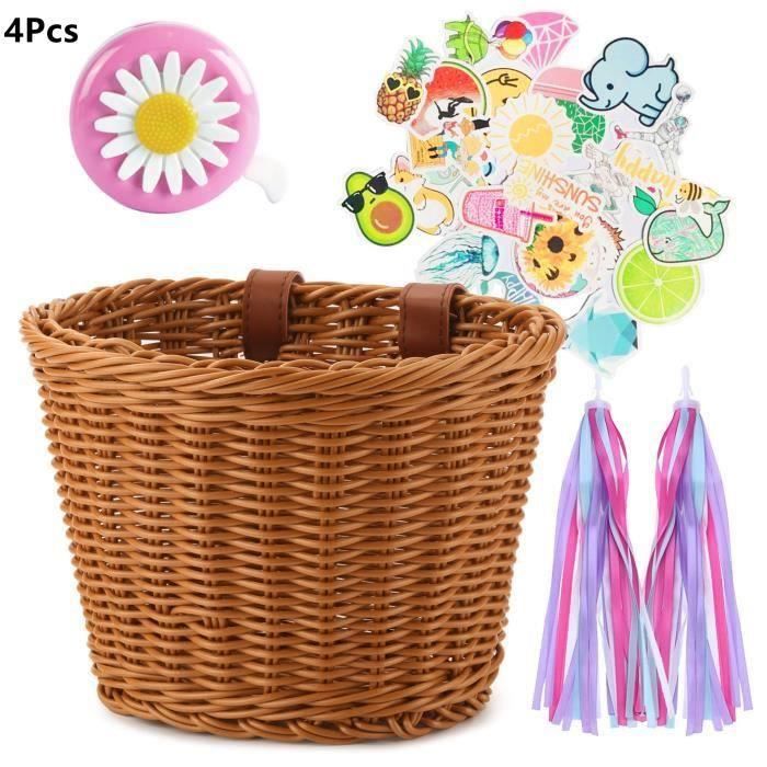 Panier de vélo pour enfants - ZJCHAO - Rotin - Sangle réglable - Léger