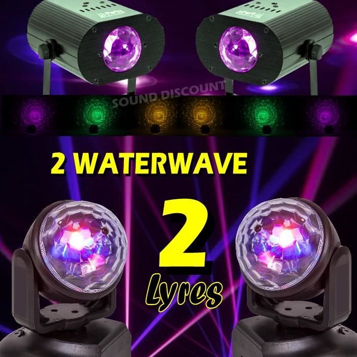Eclairage et jeux de lumière Ibiza Light Pack 3 jeux de lumière 1 lyre  gobos dmx + 1 waterwave + 1 derby rgb pa dj sono led bar club discotheque