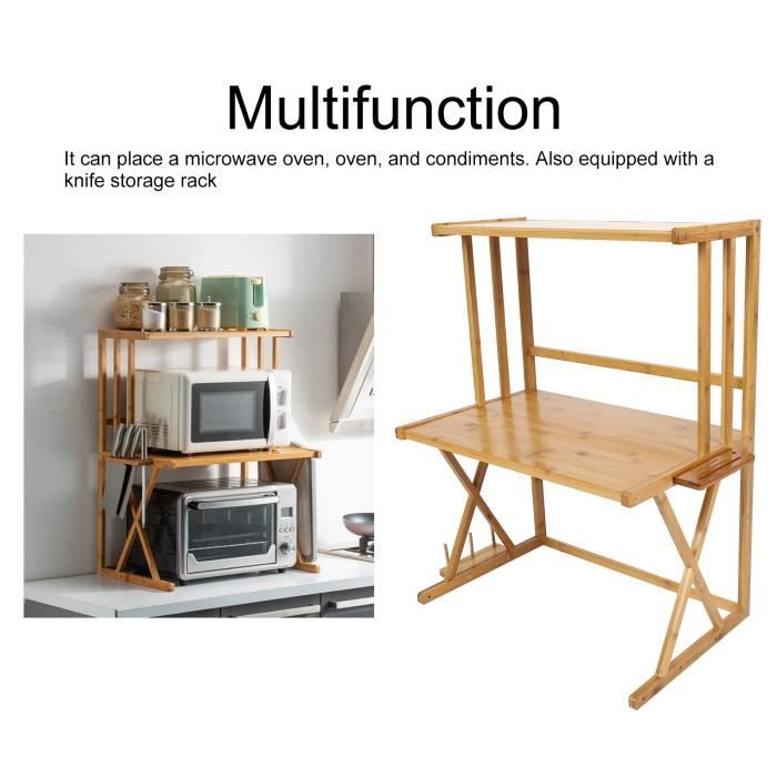 Greensen Support Four Micro-ondes à 2 Niveaux - Étagère Cuisine Gain De Place Blanc