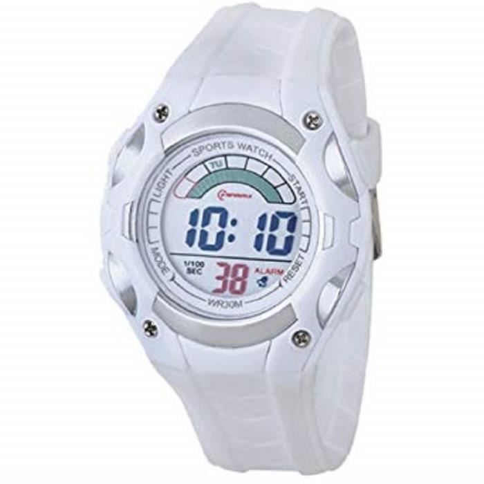 montre watch femme blanche digitale quartz etanche chrono alarme garantie 1 an