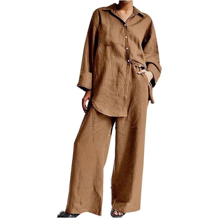 Ensemble Pantalon Large VÃªtements En Lin Pour Femme Ensemble Lin