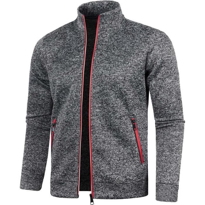 Sweat-shirt pour homme avec fermeture éclair - Veste polaire fine et légère  - Coupe ajustée - Avec poches - Veste de sport - Gris 1 Gris foncé -  Cdiscount Prêt-à-Porter