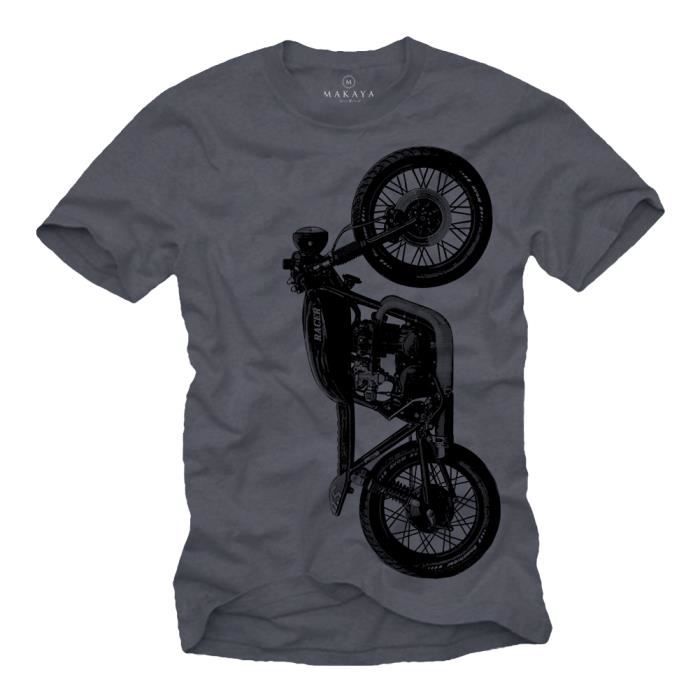 T-shirt Homme Cafe Racer Moto CB 550 - 100% Coton, 185 G/m² - Sérigraphie Haute Qualité, Coupe Classique