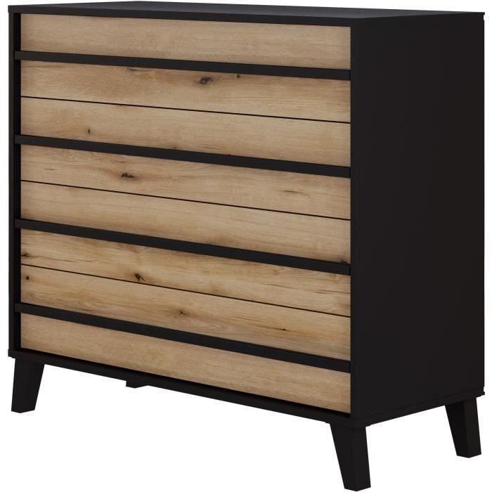 Commode De Bureau 4 Tiroirs Transparents - Dimensions 35x27x35,5 Cm - Marron - Fabriqué En Espagne - Idéale Rangement Salle De Bain, Bureau, Maison
