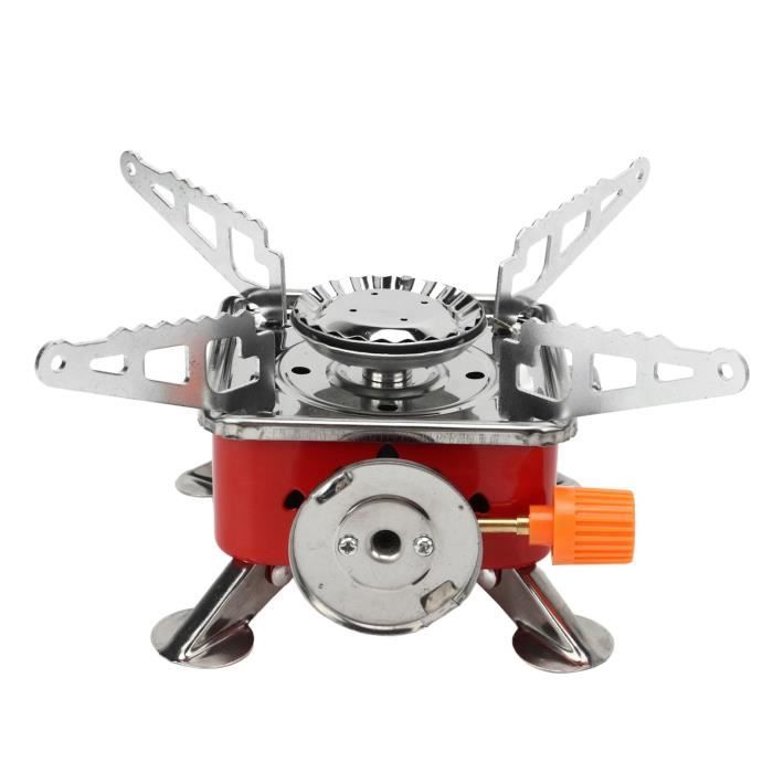 Mini Réchaud De Camping Pliable 2800W - Gaz Butane, Avec Allumage Piezo (Rouge)