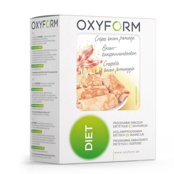 Oxyform Diététique I Crêpe Salée Bacon Fromage I 12 sachets |Préparation Protéinée I Enrichie Vitamines I Faible Sucre et Graisse