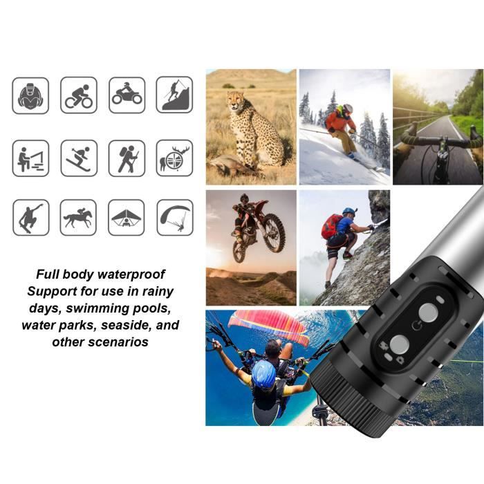 CEN Caméra pour casque de vélo HD 1080P vélo moto casque caméra WiFi lampe de poche caméra Anti