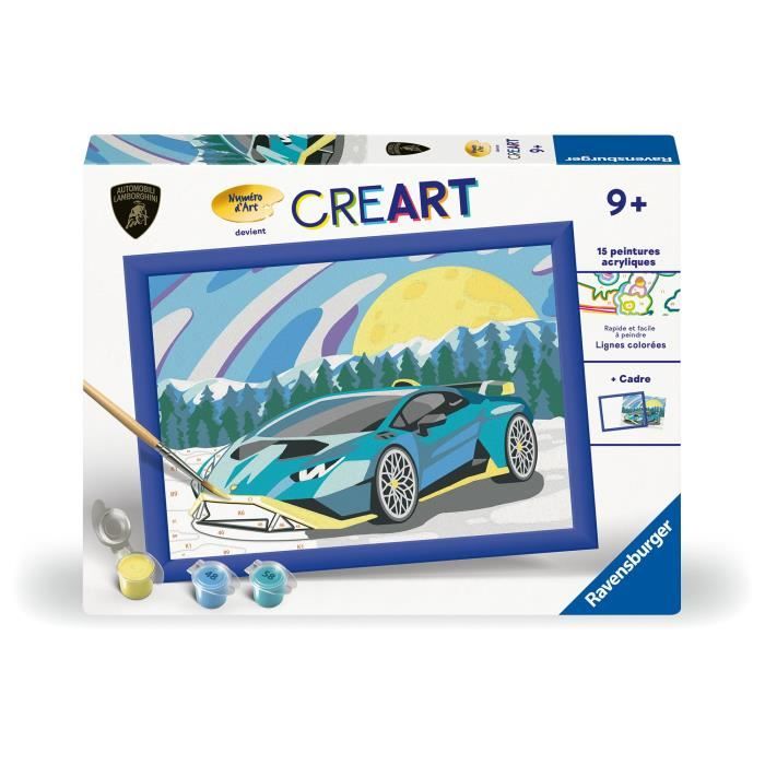 CreArt Kids 18x24cm Lamborghini Kit de peinture par numéros Numéro d'Art Dès 25842 Ravensburger
