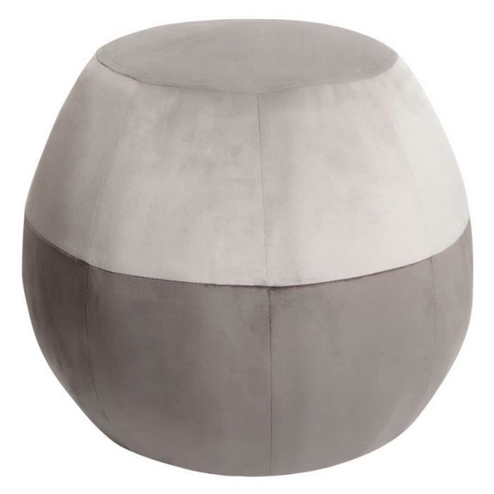 pouf assise bout de canapé rideaudiscount - aspect velours bicolore gris foncé gris clair - 45 x 45 x 40 cm