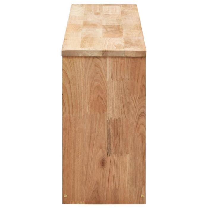 Banc de rangement - SALUTUYA - J2767 - Bois massif de noyer - 2 compartiments - 6 paires de chaussures