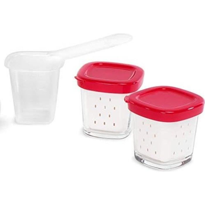 Lot de 6 Pots pour yaourtière Multi délices - SEB - XF100501 - Rouge - 12 Watt