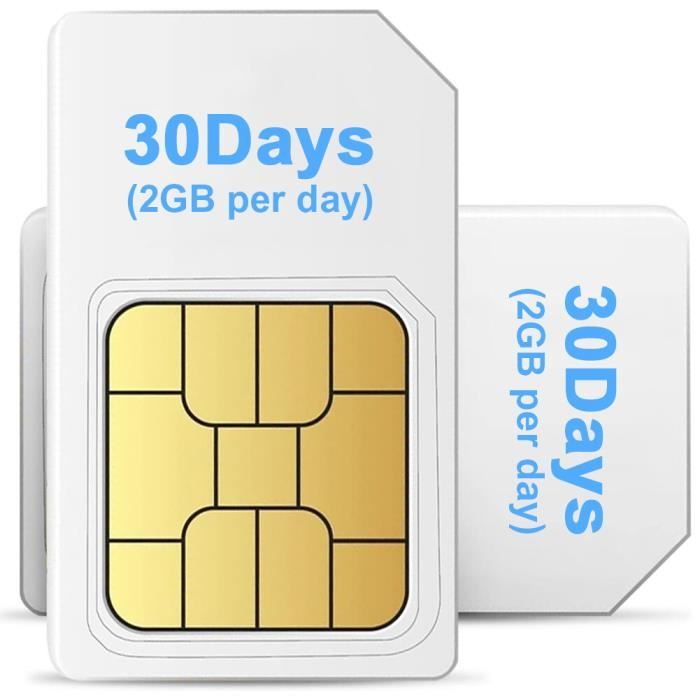 Carte SIM 30 jours Data SIM Card compatible avec les réseaux AT/T-Mobile,  Données de Trafic Réseau 2G/jours pour Émirats arabes unis - Cdiscount  Téléphonie