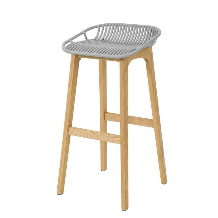 sobuy fst77-hg tabouret de bar design chaise de bar cuisine avec repose-pieds piètement en bois de chêne