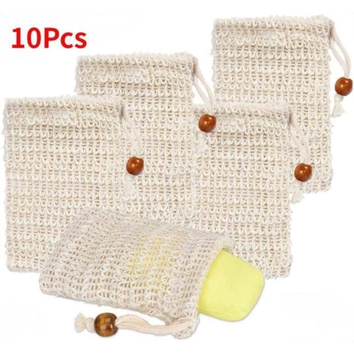 Filets à Savon Solide VEGCOO - Lot De 6 - Coton/Lin - 14x9cm - Pour Douche Et Bain