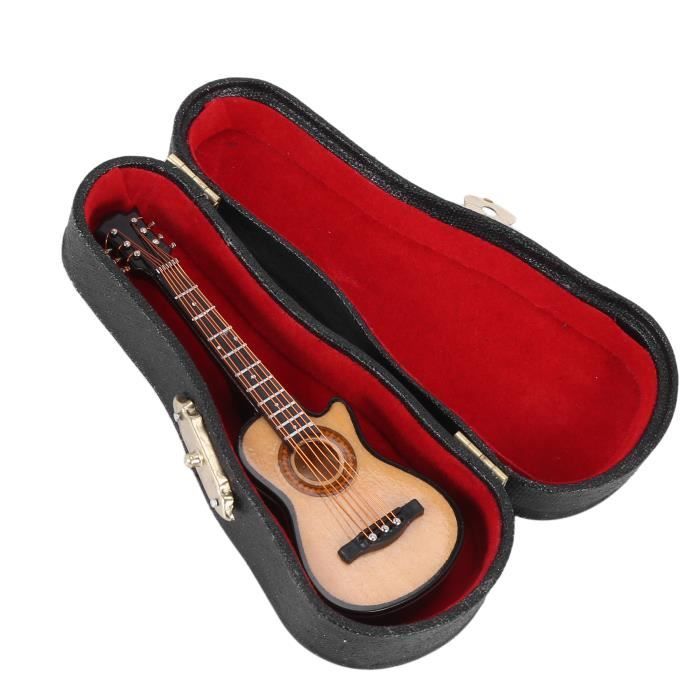 Hztyyier Guitare Miniature en Bois Réplique Mini Basse Rouge Mini modèle dinstrument de Musique avec Supporter pour Décoration dintérieur 