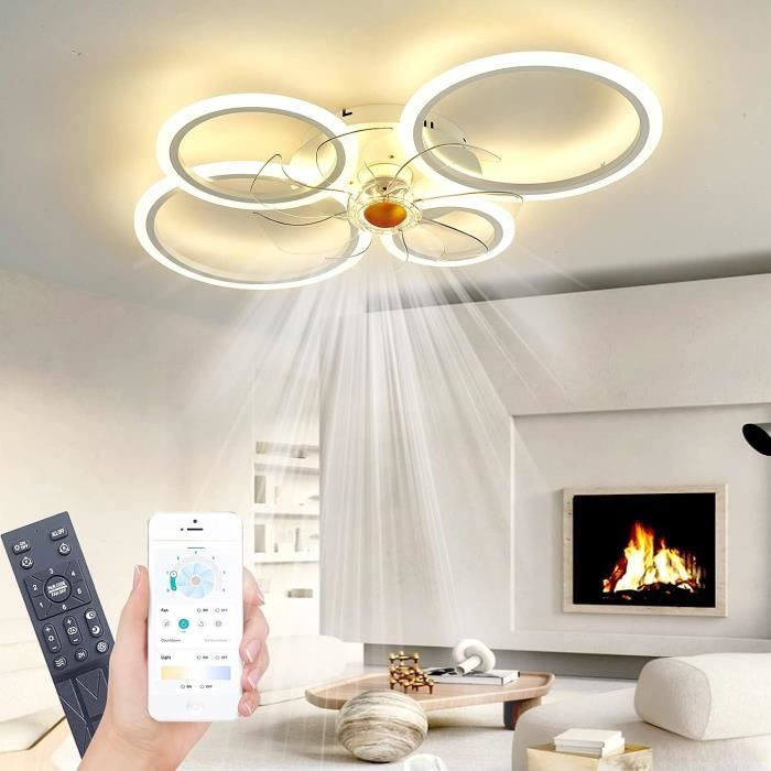 Générique Ventilateur Plafond Avec Lumière Et Telecommande, LED