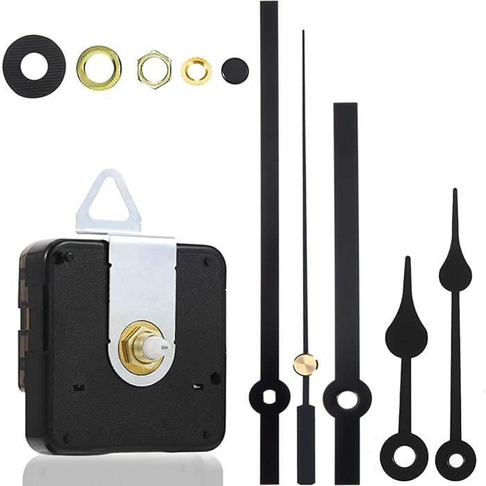 Kit Pièces Horloge Murale DOITOOL - Mécanisme Couple élevé + Aiguilles En Bois Massif - Remplacement Facile Pour Horloge à Piles - 6