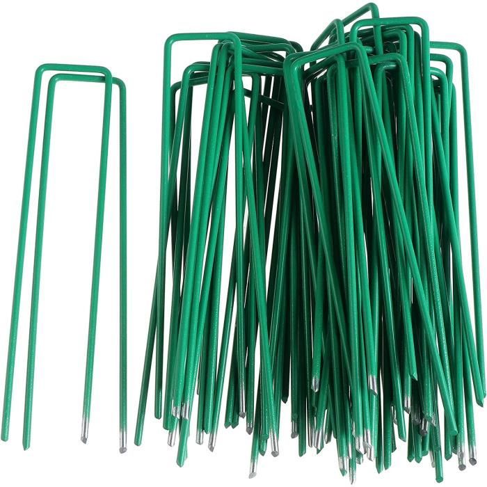 Lot De 30 Piquets De Jardin En U - Acier Galvanisé 15,2cm - Pour Toile De Désherbage Et Gazon