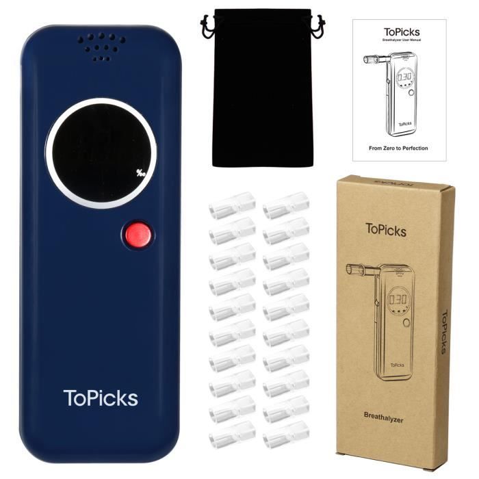 Éthylotest électronique Numérique Portable - Capteur Semi-conducteur - Avec Alarme Et 5 Embouts - Pour Usage Personnel