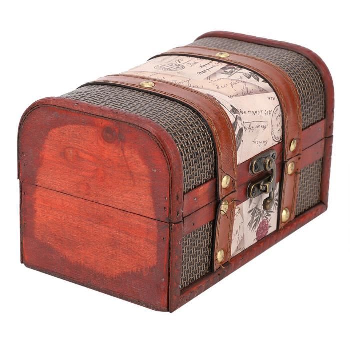 Petite Boîte à Bijoux Vintage En Métal Rectangulaire - Coffre Au Trésor - Cadeau Décoratif Pour Femmes Et Filles (doré Rouge