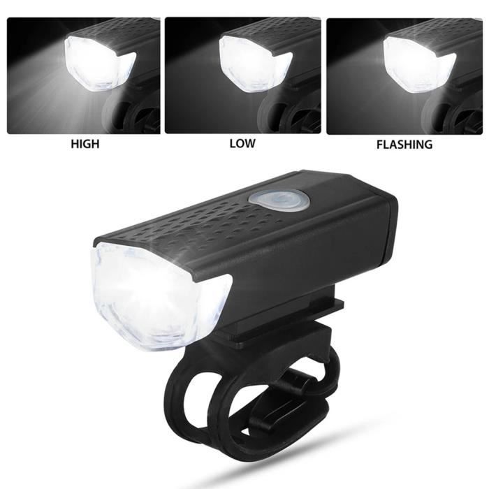 Phare avant de vélo à LED - VGEBY - Feu avant de vélo LED rechargeable par USB - Noir