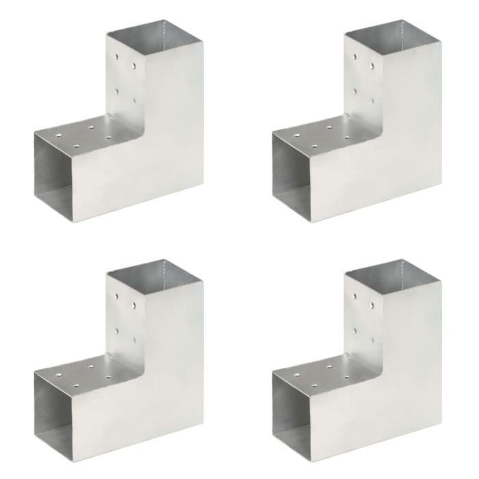vidaXL Connecteurs de poteau 4 pcs Forme en Métal galvanisé 81x81 mm