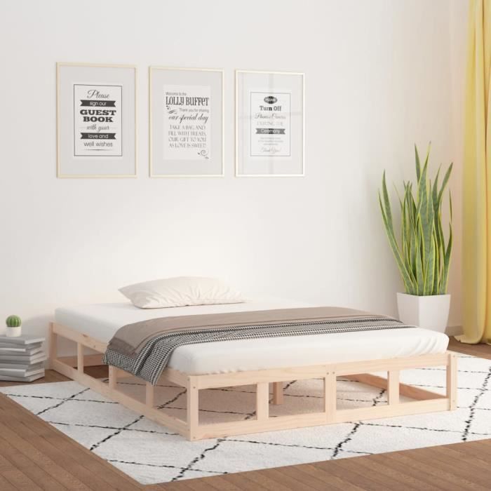 vidaXL Cadre de lit 140x200 cm Bois massif 820796