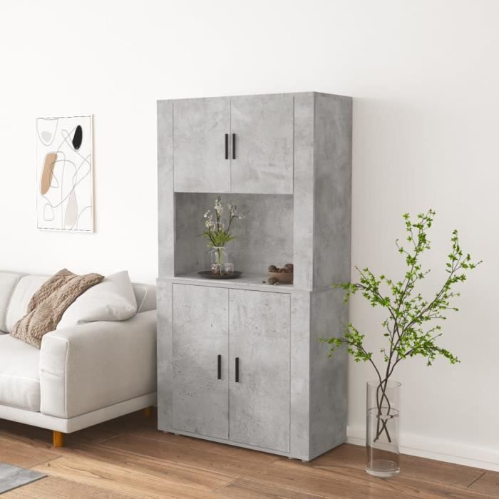vidaXL Buffet haut Gris béton Bois dingénierie 3185355