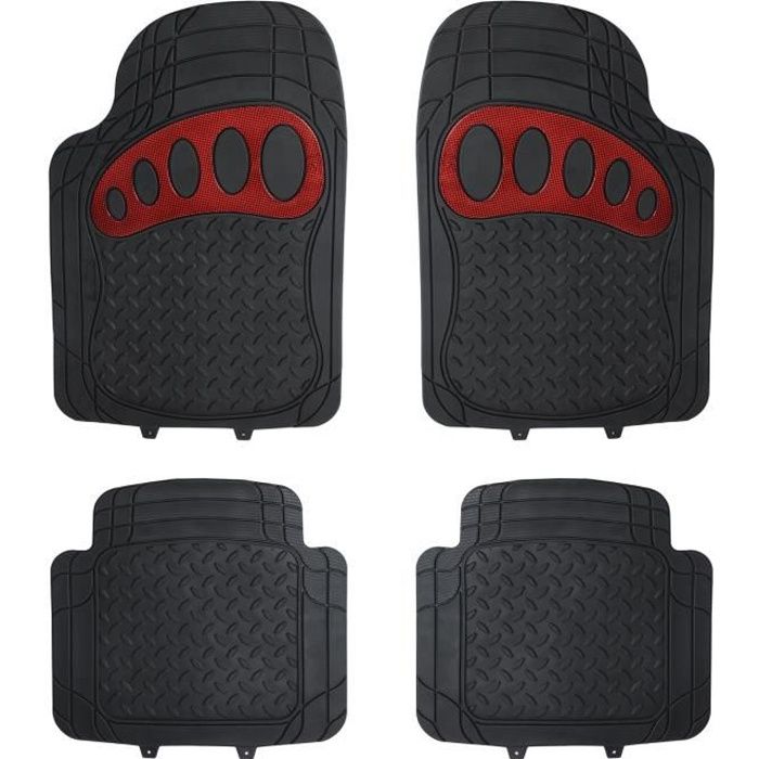 WOLTU Tapis de voiture universel lot de 4,tapis de sol pour voiture en  Caoutchouc, Réglez par cuttable,Noir Rouge - Cdiscount Auto