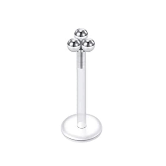 10 Piercings Labret/Lèvre En Acier 316L 1.2mm - Boucles Barbell Avec Zircones Noirs - Tige 10mm - Par Briana Williams