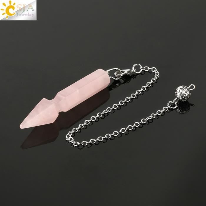 Collier Sautoir Améthyste Et Quartz Rose - Plaqué Argent, Longueur ~43 Cm (neuf Sans Emballage)
