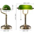 Newrays Banker Lampe de table avec interrupteur à fermeture éclair Lampe de chevet Abat-jour en verre vert-1