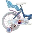 Vélo enfant fille 16'' Reine des Neiges / Frozen équipé de 2 freins + Porte Poupée - Panier avant - Stabilisateurs et Casque Frozen-1