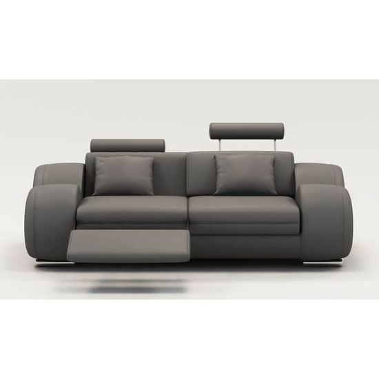 Canapé 2 Places Design Relax Oslo En Cuir Gris
