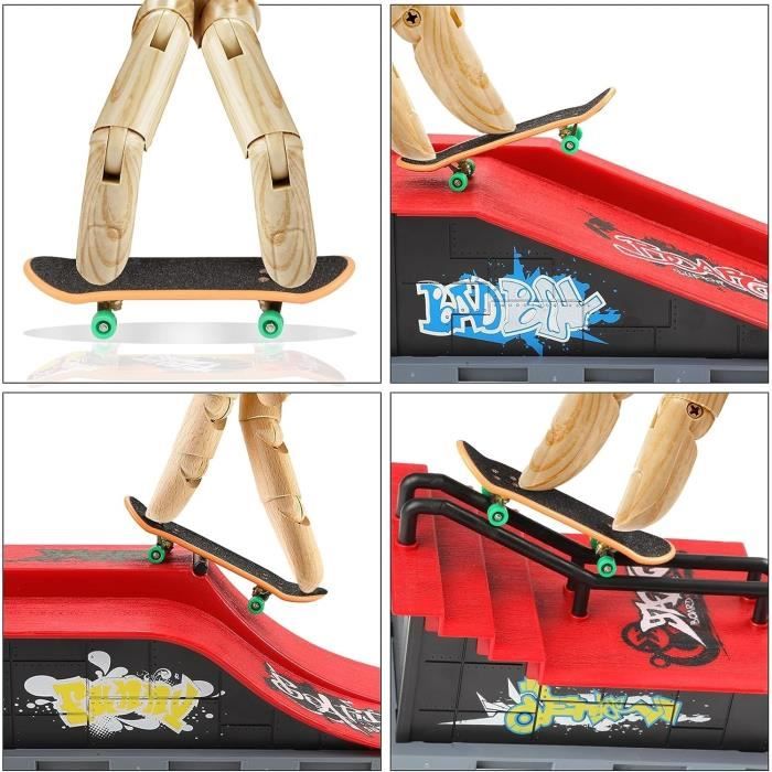 Finger Skate Park Modulable – 6 Rampe + 1 Mini Skate Tech Deck – Kit Créatif Pour S'entraîner Aux Figures – Cadeau Enfant