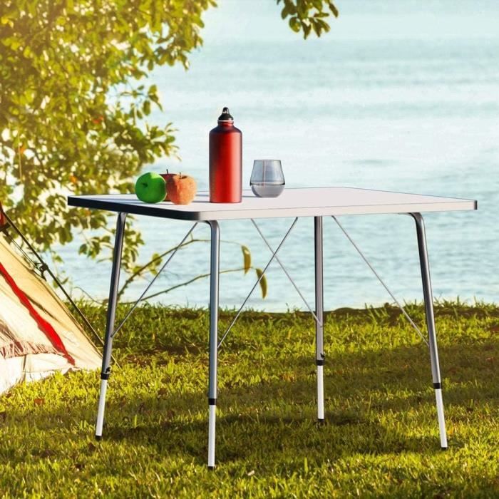 ML-Design Table de Camping Pliante Argent, 90x51,5 cm, Aluminium