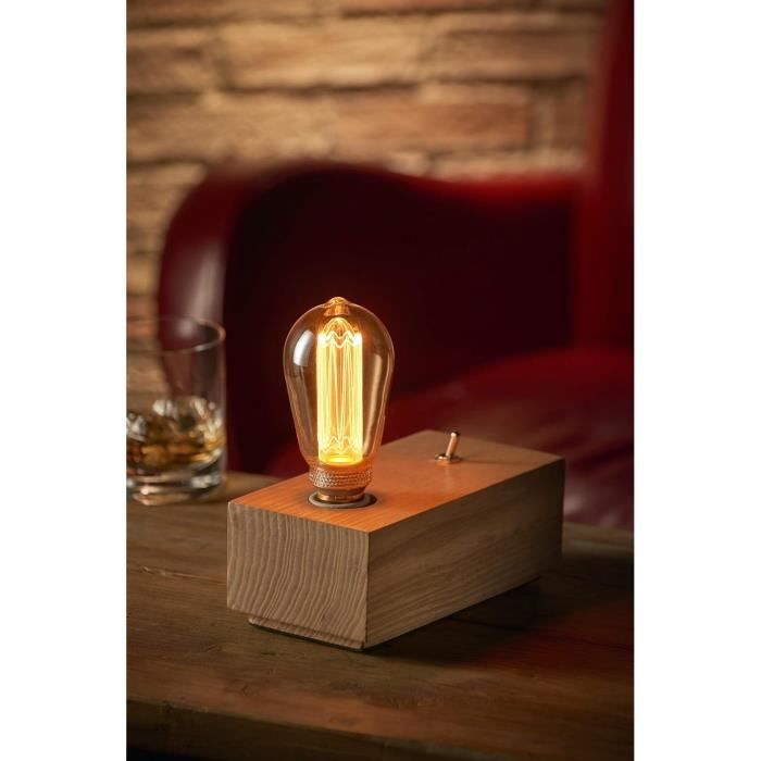 Lampe de chevet-Lampe de bureau-Lampe table basse Mysa cube vintage rétro  interrupteur mécanique - avec ampoule LED G125 Forme[433] - Cdiscount Maison