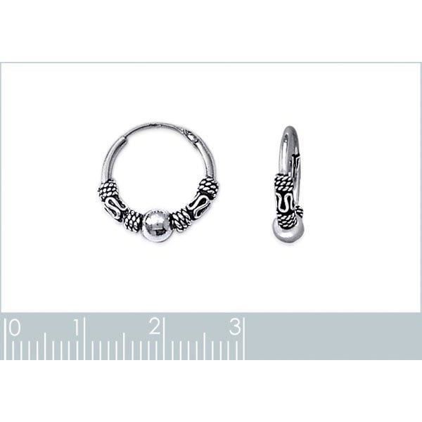 Boucles D'oreilles Créoles Tribales En Argent 925/1000 - 1,4 Cm - Mixte - Bijouxia