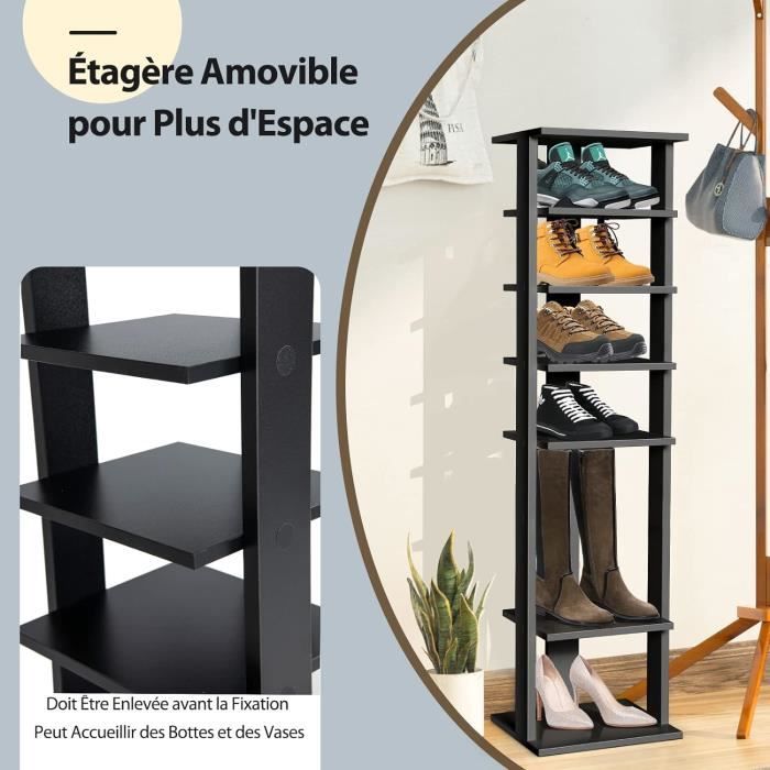 Zaxiva Meuble Chaussure 2 Niveaux Extensible 44-82cm - Étagère Chaussures Acier Inoxydable Noir