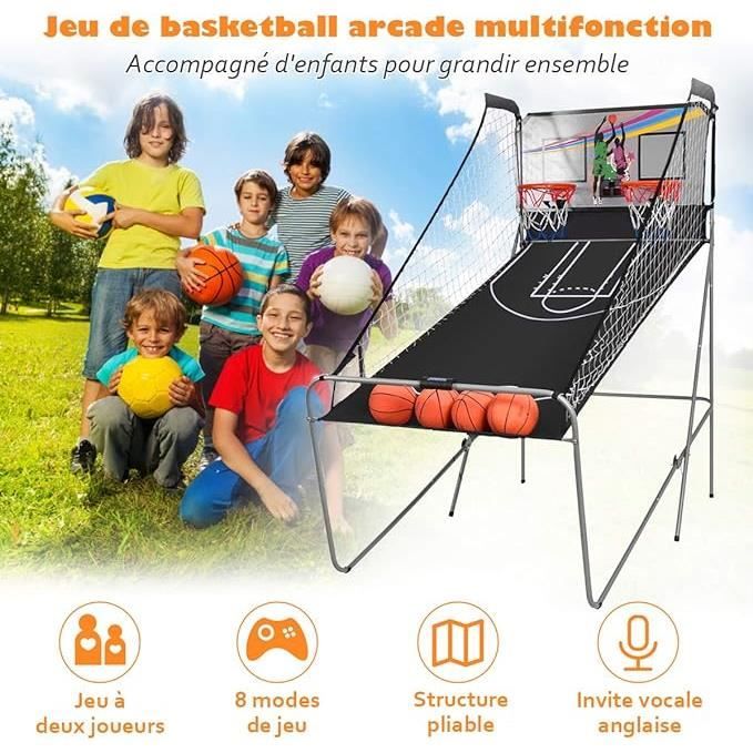 GOPLUS Jeu de Basketball Arcade Pliable, 2 Paniers et 4 Ballons, 8 Modes de Jeux, Capteur Électrique, LED Score, 4 Bouton Fonctionnement, 207x108x205CM (Vert-Bang GOPLUS Jeu de Basketball Arcade Pliable, 2 Paniers et 4 Ballons, 8 Modes de Jeux, Capteur Électrique, LED Score, 4 Bouton Fonctionnement, 207x108x205CM (Vert-Bang