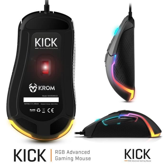 Souris ergonomique verticale gamer Krom Kaox, 6400dpi, 7 boutons, RGB +  Logiciel - Cdiscount Informatique