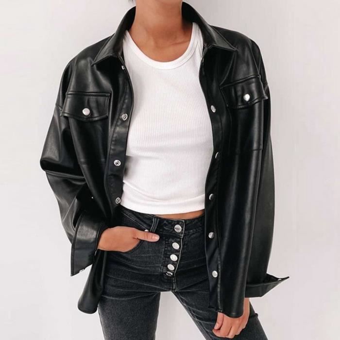 Veste chemise sales en cuir femme