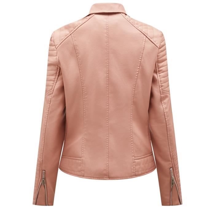 Blouson Femme en Simili Cuir Slim Fit Mi-saison INSFITY Rose