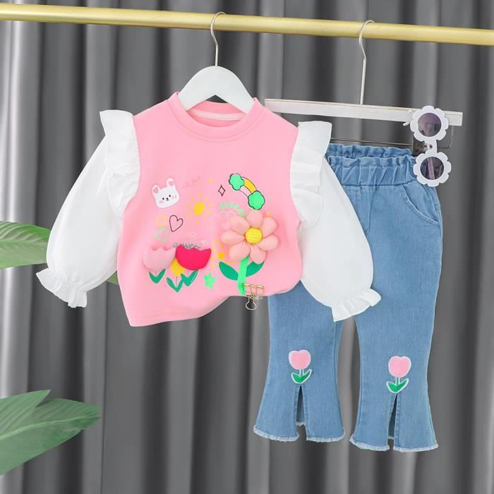 Ensemble Vêtement Enfant Garçon/fille - Manches Longues, Motif Squelette (haut + Pantalon)