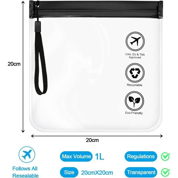 PACKISM Lot De 2 Trousses De Maquillage Transparentes Approuvées Par La TSA En 2 Tailles – Sacs De Voyage Pour Articles De Toilette, Cosmétiques, Aéroport – Violet Clair, 0-9 Violet Clair Lot De 2