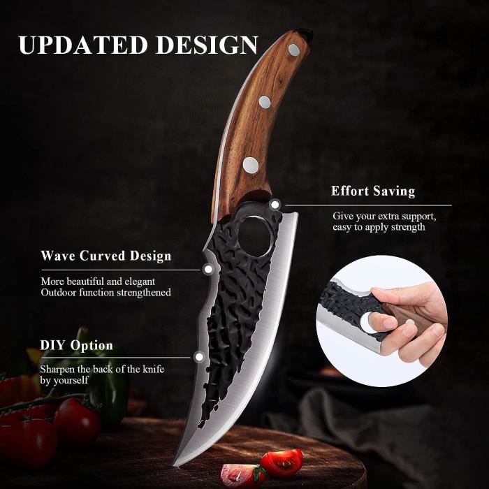 DRAGON RIOT Couteau Viking Forgé Pro Couteau Cuisine Japonais avec